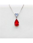 Rubinowy kamień S925 srebro Sterling naszyjnik Fine Jewelry serce i kropla wody dla nowożeńców ślubne klasyczny Bijoux bez łańcu