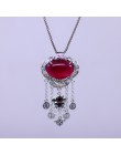 Prawdziwe 925 Sterling Silver wisiorek dla kobiet ręcznie frędzle inkrustowane naturalny czerwony rubinowy kamień Bijoux Femme
