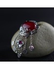 Prawdziwe 925 Sterling Silver wisiorek dla kobiet ręcznie frędzle inkrustowane naturalny czerwony rubinowy kamień Bijoux Femme