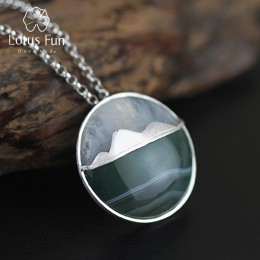 Lotus zabawy majątek 925 Sterling Silver naturalne ręcznie grzywny biżuteria kreatywny góry projekt wisiorek bez naszyjnik dla k