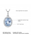 UMCHO błękitny Topaz kamień wisiorki naszyjniki dla kobiet 925 Sterling srebrny owalny romantyczny ślub prezent walentynki biżut