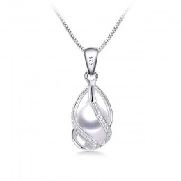 Gorący sprzedawanie 100% naturalne perły klatka wisiorek 925 Sterling Silver moda kobiety prawdziwe czarny naszyjnik z pereł sło