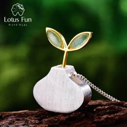 Lotus zabawy majątek 925 Sterling Silver naturalne awenturyn ręcznie grzywny biżuteria wiosna w powietrzu liść wisiorek bez łańc