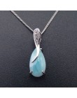 Moda 18*7.5 MM Larimar wisiorek w kształcie kropli wody w kształcie majątek 925 Sterling Silver naturalne Larimar Ocean kamień u