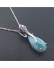 Moda 18*7.5 MM Larimar wisiorek w kształcie kropli wody w kształcie majątek 925 Sterling Silver naturalne Larimar Ocean kamień u