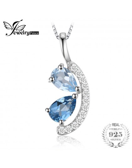 JewelryPalace 1ct naturalne błękitny Topaz i londyński niebieski Topaz klastra wisiorek 925 Sterling Silver biżuteria nie zawier