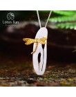 Lotus zabawy majątek 925 Sterling Silver ręcznie robiona biżuteria liści i Dragonfly projekt wisiorek bez naszyjnik dla kobiet a