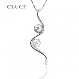 CLUCI 925 Sterling Silver Flash wisiorek i naszyjnik może trzymać dwie perły dla kobiet perła wisiorek biżuteria, SP326SB