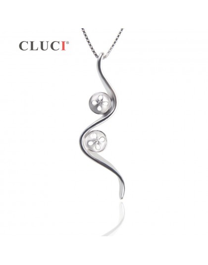 CLUCI 925 Sterling Silver Flash wisiorek i naszyjnik może trzymać dwie perły dla kobiet perła wisiorek biżuteria, SP326SB