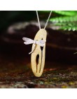 Lotus zabawy majątek 925 Sterling Silver ręcznie robiona biżuteria liści i Dragonfly projekt wisiorek bez naszyjnik dla kobiet a