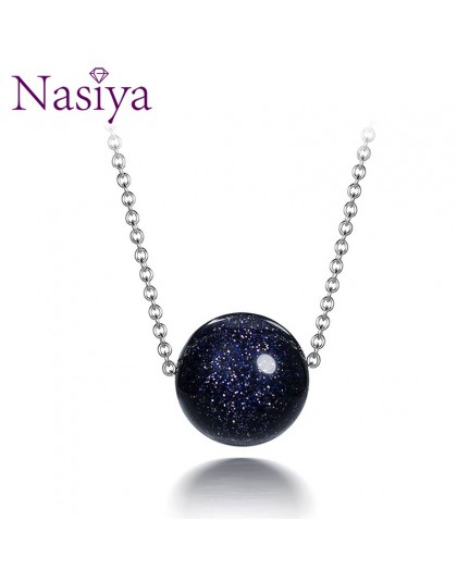 Nasiya 925 Sterling Silver wisiorek naszyjnik dla kobiet moda biżuteria niebieski piasek awenturyn kamień pierścionek zaręczynow
