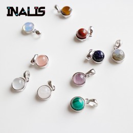 INALIS nowy Fine Jewelry S925 Sterling srebrny naszyjnik wysadzany kamieniami agat ametyst tygrysie oko Opal Redstone piaskowca 