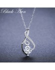 [Czarny AWN] Femme oryginalne 100% 925 Sterling Silver naszyjniki wisiorki biżuteria czarny i biały kamień naszyjnik kobiety Bij