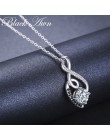 [Czarny AWN] Femme oryginalne 100% 925 Sterling Silver naszyjniki wisiorki biżuteria czarny i biały kamień naszyjnik kobiety Bij