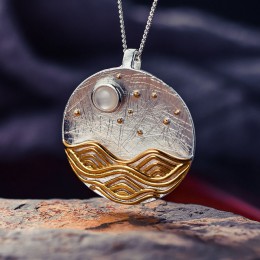 Lotus zabawy majątek 925 Sterling Silver Handmade naturalne Fine Jewelry światło księżyca projekt wisiorek bez łańcucha acessóri