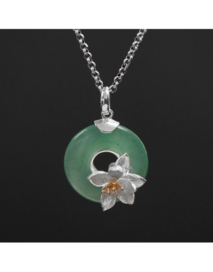 Lotus zabawy majątek 925 Sterling Silver naturalne awenturyn zielony kamień szlachetny projekt biżuterii lotosu szepty wisiorek 