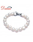 DAIMI Trendy barokowa perła bransoletka naturalne białe słodkowodne perły biały kolor, prezent dla kobiet