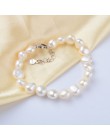 ASHIQI prawdziwe naturalne barokowy bransoletki z pereł dla kobiet 9-10mm białe słodkowodne perły biżuteria prezent