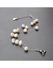 ASHIQI biały naturalne słodkowodne barokowe bransoletki z pereł dla kobiet z 3 rzędy przezroczysta żyłka wędkarska niewidzialny 