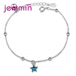 Jemmin nowe atrakcyjne 925 Sterling Silver Super Shining Blue Star kształt projekt wisiorek bransoletki dla kobiet biżuteria hur