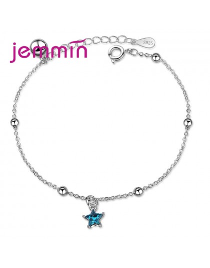 Jemmin nowe atrakcyjne 925 Sterling Silver Super Shining Blue Star kształt projekt wisiorek bransoletki dla kobiet biżuteria hur