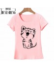 Lato nowa moda damska Casual O-Neck T Shirt topy Camisas z śmieszne kot drukuj i krótkim rękawem HH08