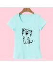 Lato nowa moda damska Casual O-Neck T Shirt topy Camisas z śmieszne kot drukuj i krótkim rękawem HH08