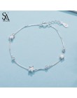 SA SILVERAGE 925 srebro Charms bransoletki bransoletki dla kobiet 925 srebrny gwiazda piłka Chain Link bransoletki Pulseira Femi