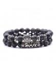 8mm 16 kolorów 2 sztuk/zestaw sowa bransoletka z kamieniami lawowymi zestaw tygrysie oczy kamień bransoletka Homme para Charms p