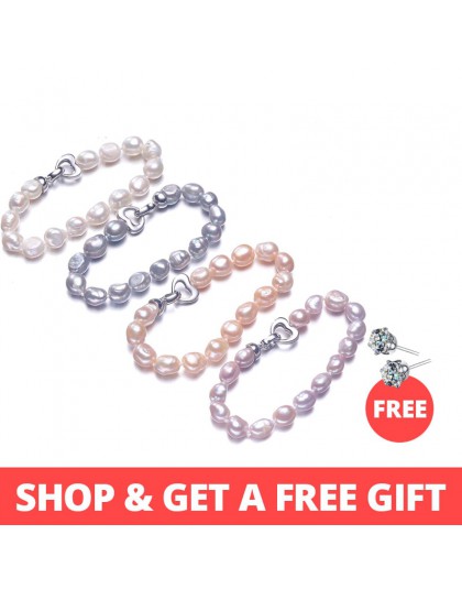 Dainashi 90% OFF biały różowy fioletowy szary słodkowodne hodowlane perła biżuteria barokowy bransoletka z 925 Sterling srebrna 