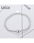 LicLiz czystego srebra regulowany koraliki na bransoletkę Strand bransoletki bransoletki Charms piłka 925 Sterling Silver branso