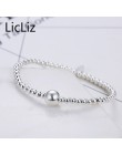 LicLiz czystego srebra regulowany koraliki na bransoletkę Strand bransoletki bransoletki Charms piłka 925 Sterling Silver branso