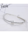 LicLiz czystego srebra regulowany koraliki na bransoletkę Strand bransoletki bransoletki Charms piłka 925 Sterling Silver branso