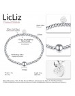 LicLiz czystego srebra regulowany koraliki na bransoletkę Strand bransoletki bransoletki Charms piłka 925 Sterling Silver branso