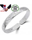 OMHXZJ hurtownia geometryczna moda kwiaty kobieta kpop gwiazda grzywny 999 Sterling Silver otwarcie regulowana bransoletka brans