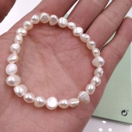 Gorąca sprzedaż 100% naturalne perły Charms bransoletka elastyczna lina bransoletka z białej perły 6 kolor prawdziwe perły preze