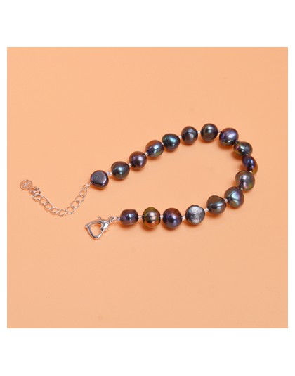 ASHIQI oryginalne naturalne słodkowodne barokowe bransoletki z pereł dla kobiet 9-10mm czarny szary perły biżuteria moda