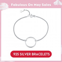 LicLiz klasyczne 925 Sterling Silver proste okrągłe pętli bransoletki i łańcuszki na rękę boże narodzenie prezenty Fine Jewelry 