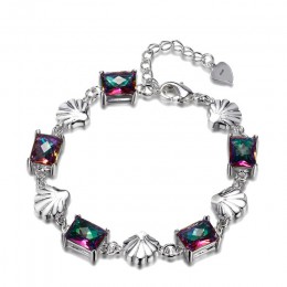 Moda eleganckie bransoletki dla kobiet z Multicolor kamień szlachetny biżuteria ze srebra próby 925 bransoletki damskie Party pr