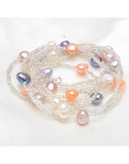 ASHIQI naturalne słodkowodne barokowe bransoletki z pereł i Bangles dla kobiet 925 Sterling srebrna zapinka kryształowe koraliki