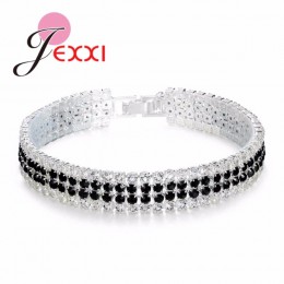 Jemmin fantazyjne urok kobiet szeroki miękki bransoletka 925 Sterling Silver czyste cyrkonia biżuteria na ślub Birthday Party