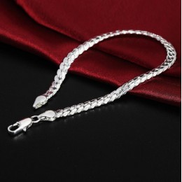 LEKANI 925 srebro bransoletka fine jewelry 5 MM 20 cm wąż płaskie męskie bransoletki i łańcuszki na rękę opaska na ramię/pulsera