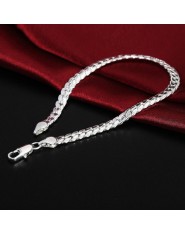 LEKANI 925 srebro bransoletka fine jewelry 5 MM 20 cm wąż płaskie męskie bransoletki i łańcuszki na rękę opaska na ramię/pulsera