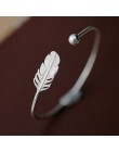 Panie mody 925 srebro bransoletka bransoletka elegancki srebrny pióro prosty anioł bransoletka panie stylowy bransoletka ze sreb