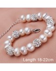 Prawdziwe piękne słodkowodne perły bransoletka kobiety, ślub hodowlane białe perły bransoletka ze srebra próby 925 biżuteria pre