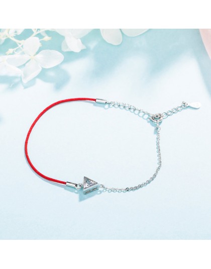 SA SILVERAGE 925 Sterling srebrny czerwony Charm bransoletki i Bangles dla kobiet w porządku biżuteria srebrny łańcuch Link bran