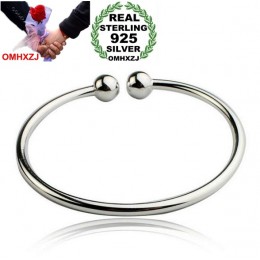 OMHXZJ hurtownie moda biżuteria okrągły gładki koralik kobieta kpop gwiazda, otwierając 925 Sterling Silver regulowany bransolet