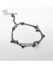 Thaya 100% 925 srebrny ciernie róża bransoletka dwie warstwy kryształ kwiat czarny łańcuch Link bransoletka dla kobiet biżuteria