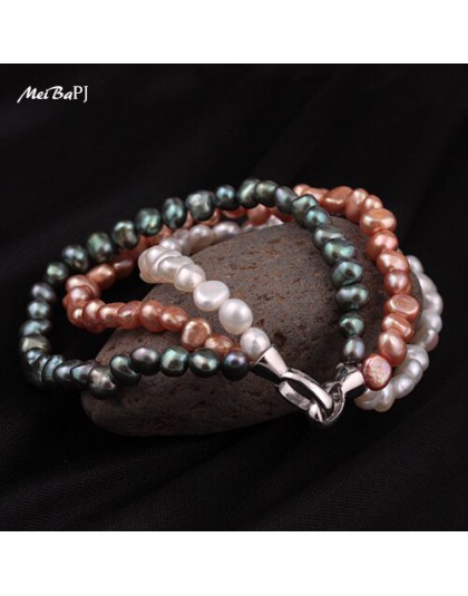 MeiBaPJ naturalne mieszane kolor Pearl bransoletka czysta Handmade bransoletka słodkowodne perły z prawdziwe 925 srebrna zapinka