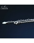 LAMOON 2017 nowy żywe liście z fakturą 100% 925 srebro i perła bransoletka grzywny biżuteria/biżuteria dla kobiet LMHY017